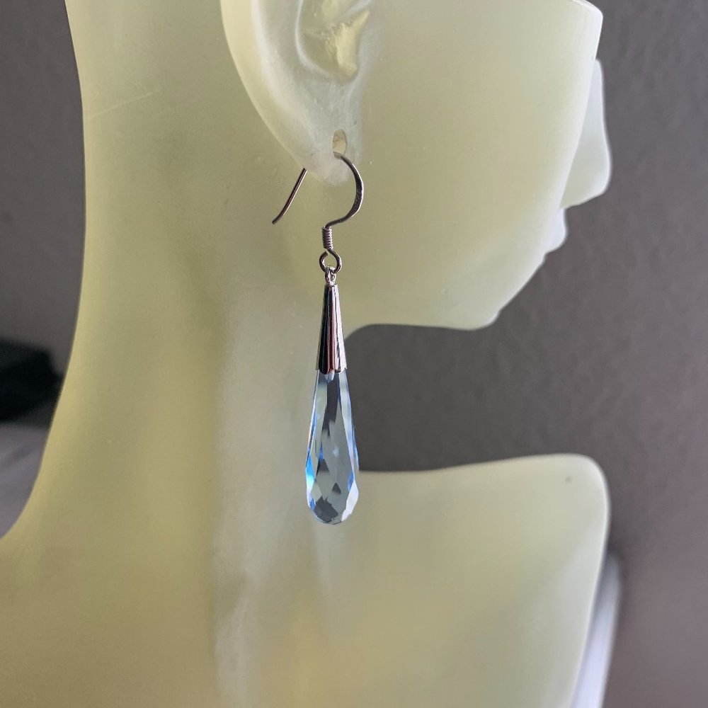 NWOT Silver and Dangling Elongated CZ Drop Earrings